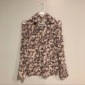 Express Sheer Floral Portofino Shirt